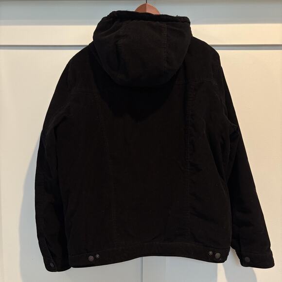 Levi's Jacket Mens Large Black Sherpa Lined Corduroy Hooded Trucker Winter Coat - Picture 9 of 16
